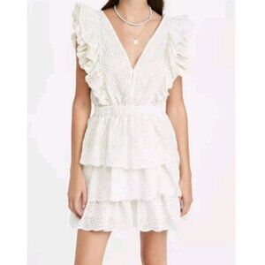 Love the label ecru white Cotton Eyelet ruffle dress Women Size Large